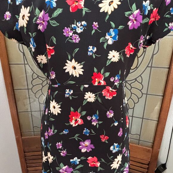 Vintage Esprit True Wrap Button Close Floral Mid Length Dress Size 7/8 - Picture 6 of 9